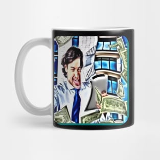 Man money flying laptop make money Mug